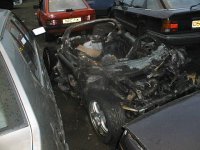 Fire damaged Elise front view